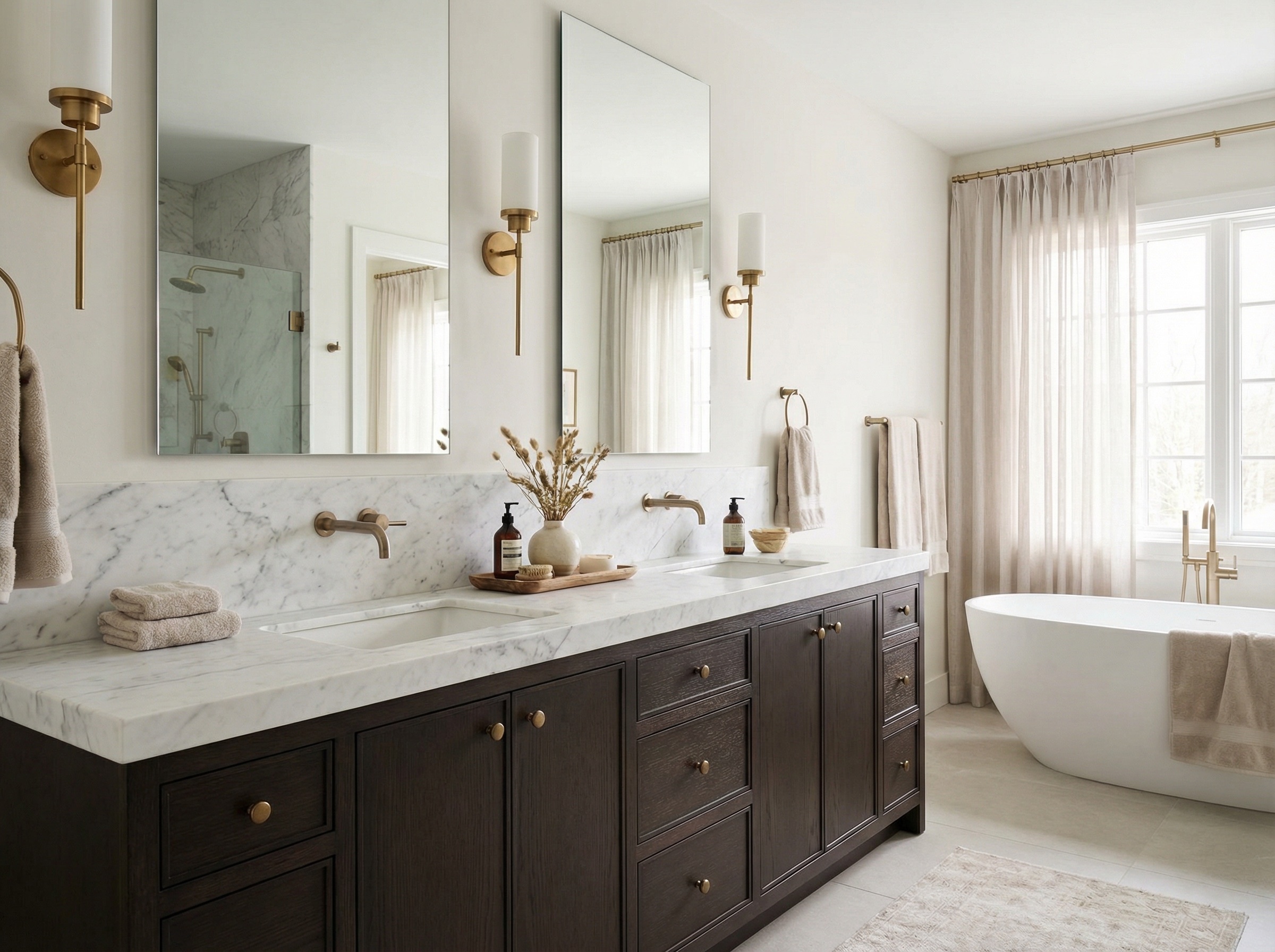 Luxury master bathroom with custom double vanity